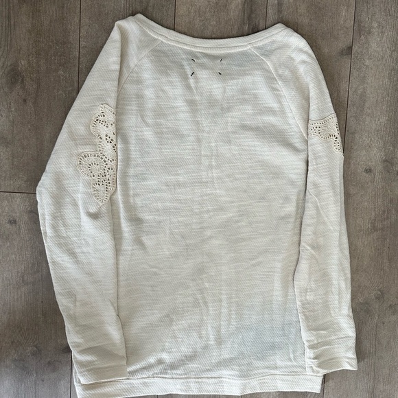 Loft Lou & Grey Crochet Lace Appliqué Cream Sweater sz XS excellent condition - Picture 3 of 13